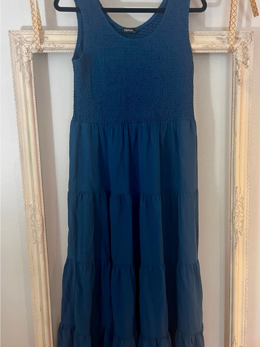 Sleeveless Tiered Maxi Skirt in Deep Blue